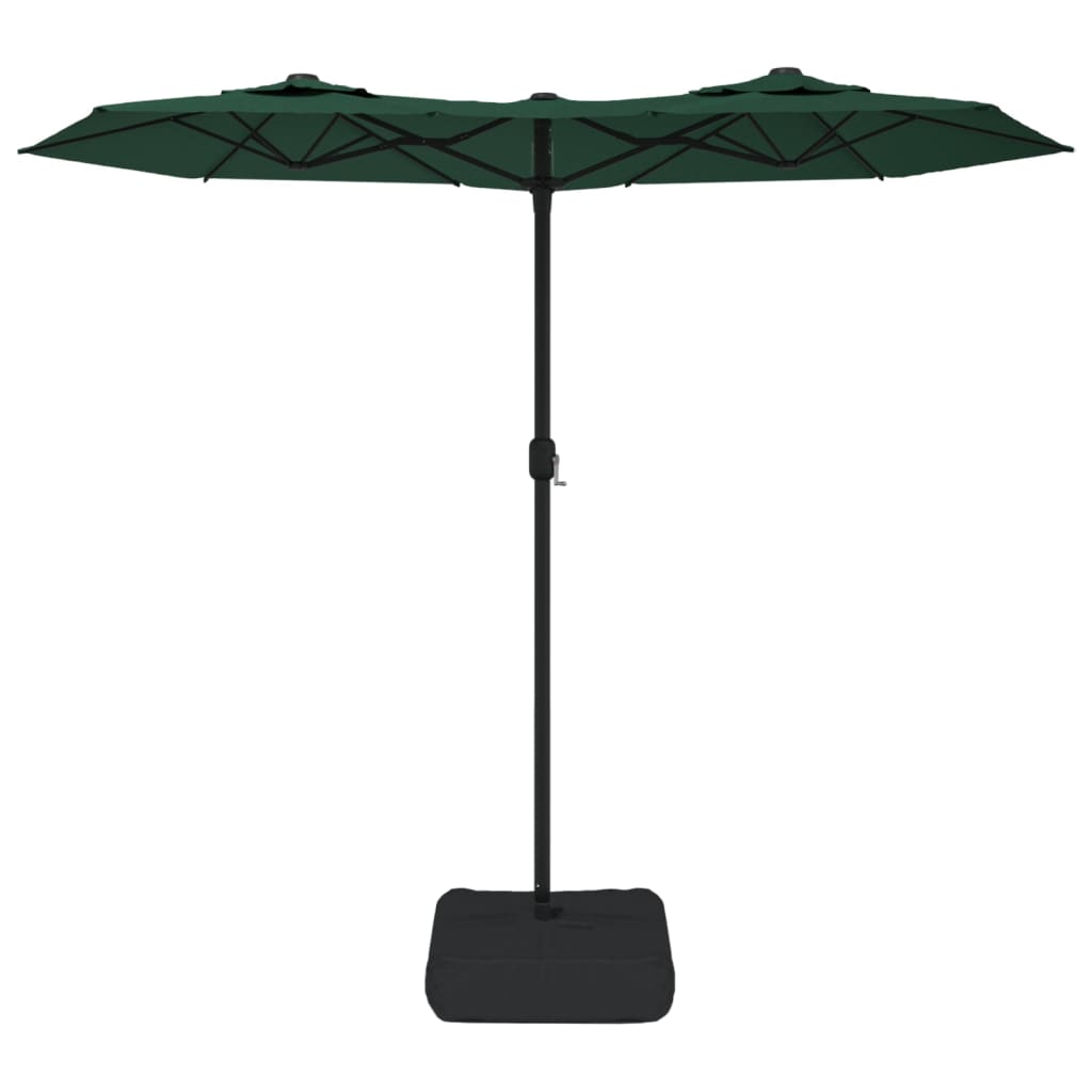 Parasol dubbel met LED's 316x240 cm groen