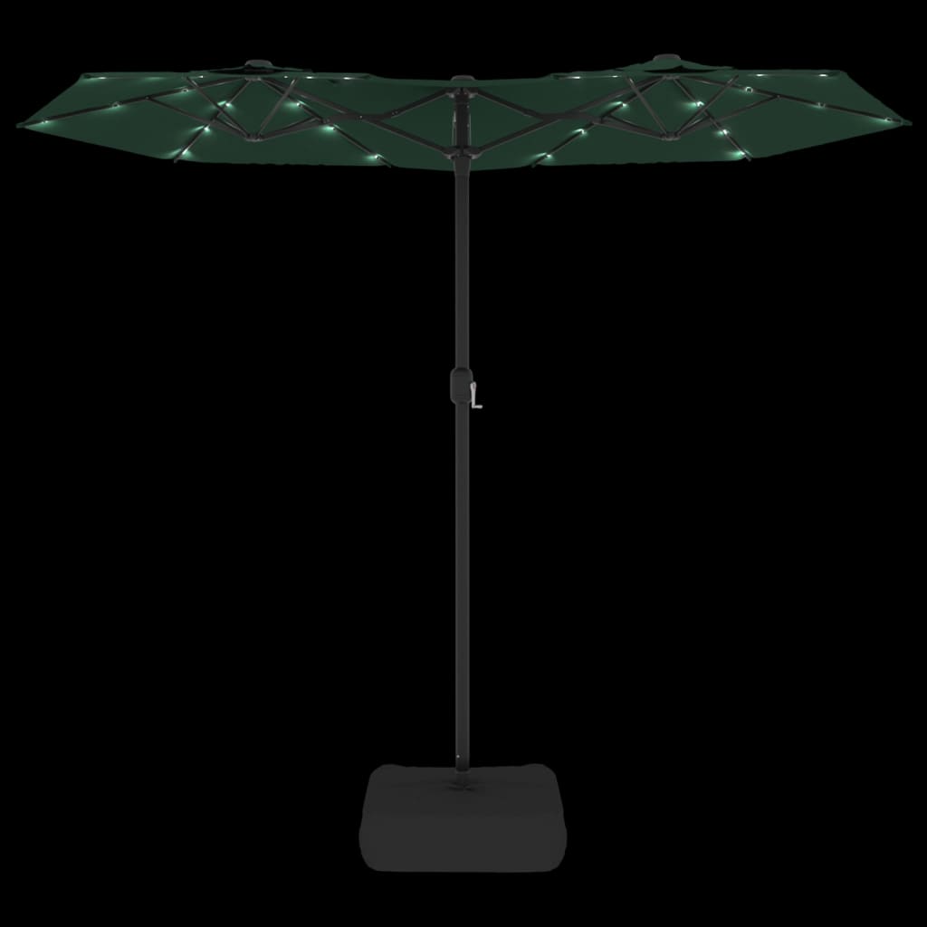 Parasol dubbel met LED's 316x240 cm groen