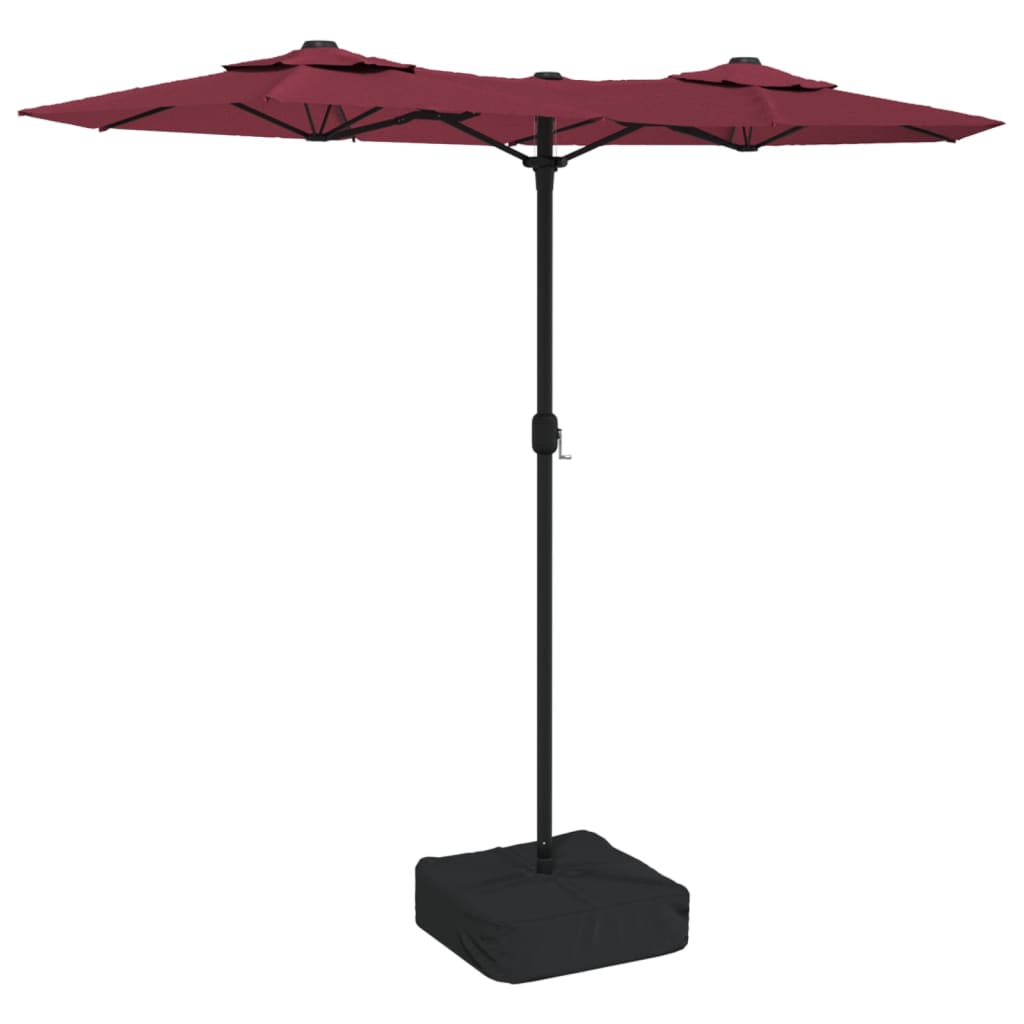 Parasol dubbel dak met LED 316x240 cm bordeauxrood
