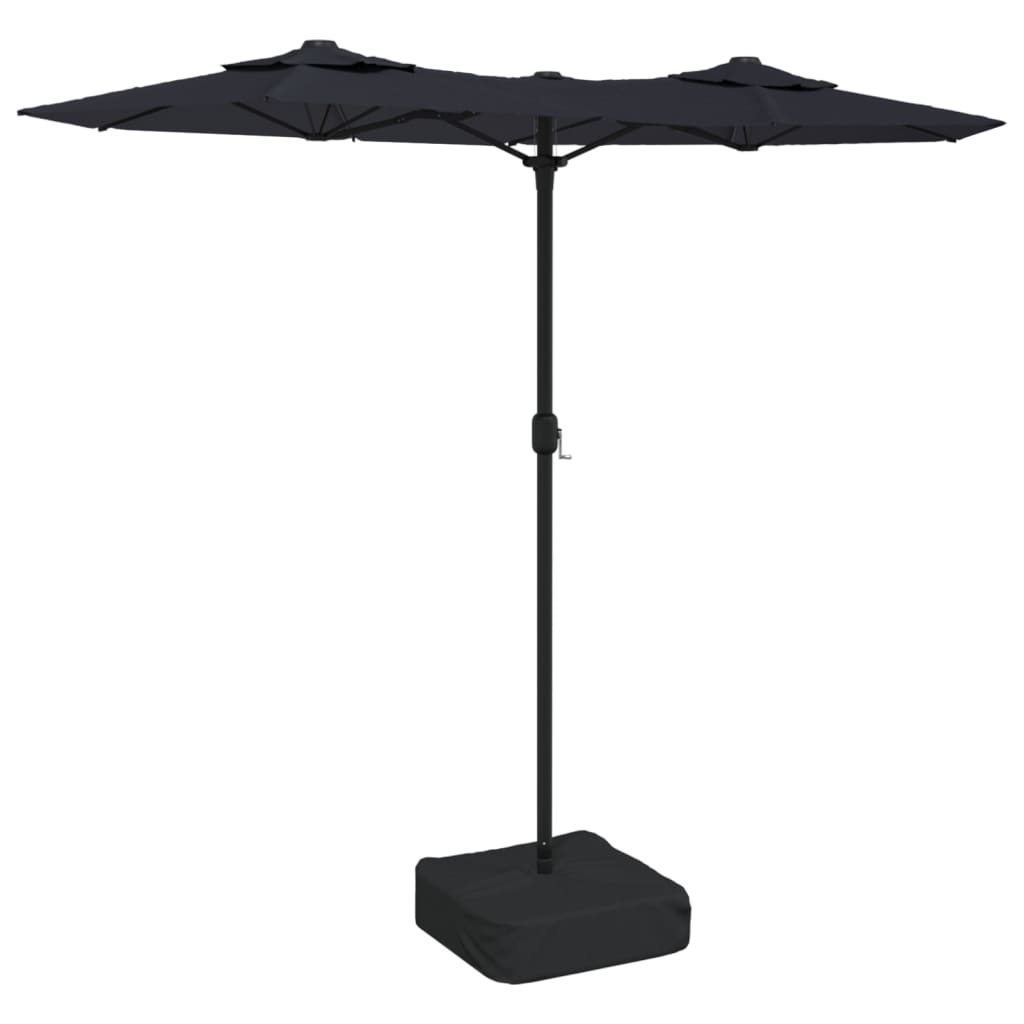 Parasol dubbel dak met LED's 316x240 cm zwart