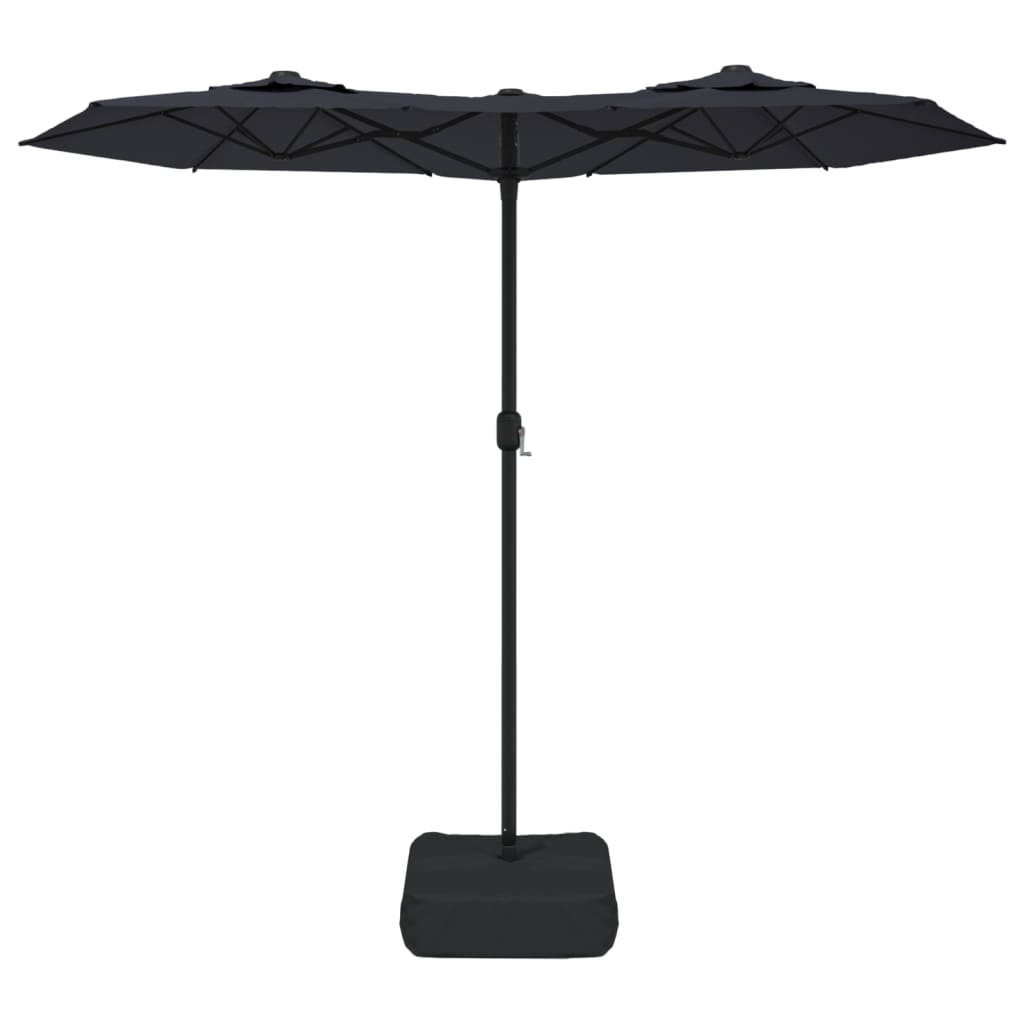 Parasol dubbel dak met LED's 316x240 cm zwart