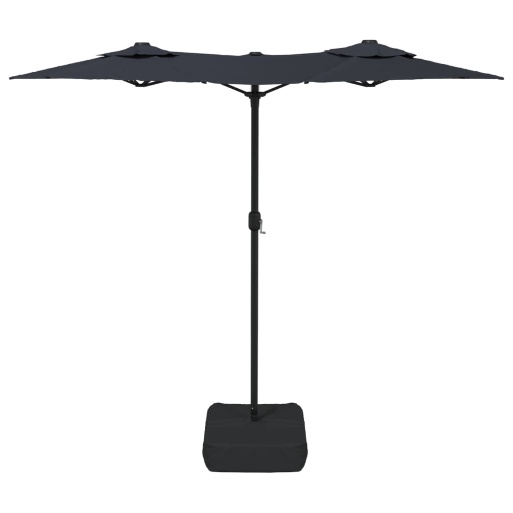 Parasol dubbel dak met LED's 316x240 cm zwart