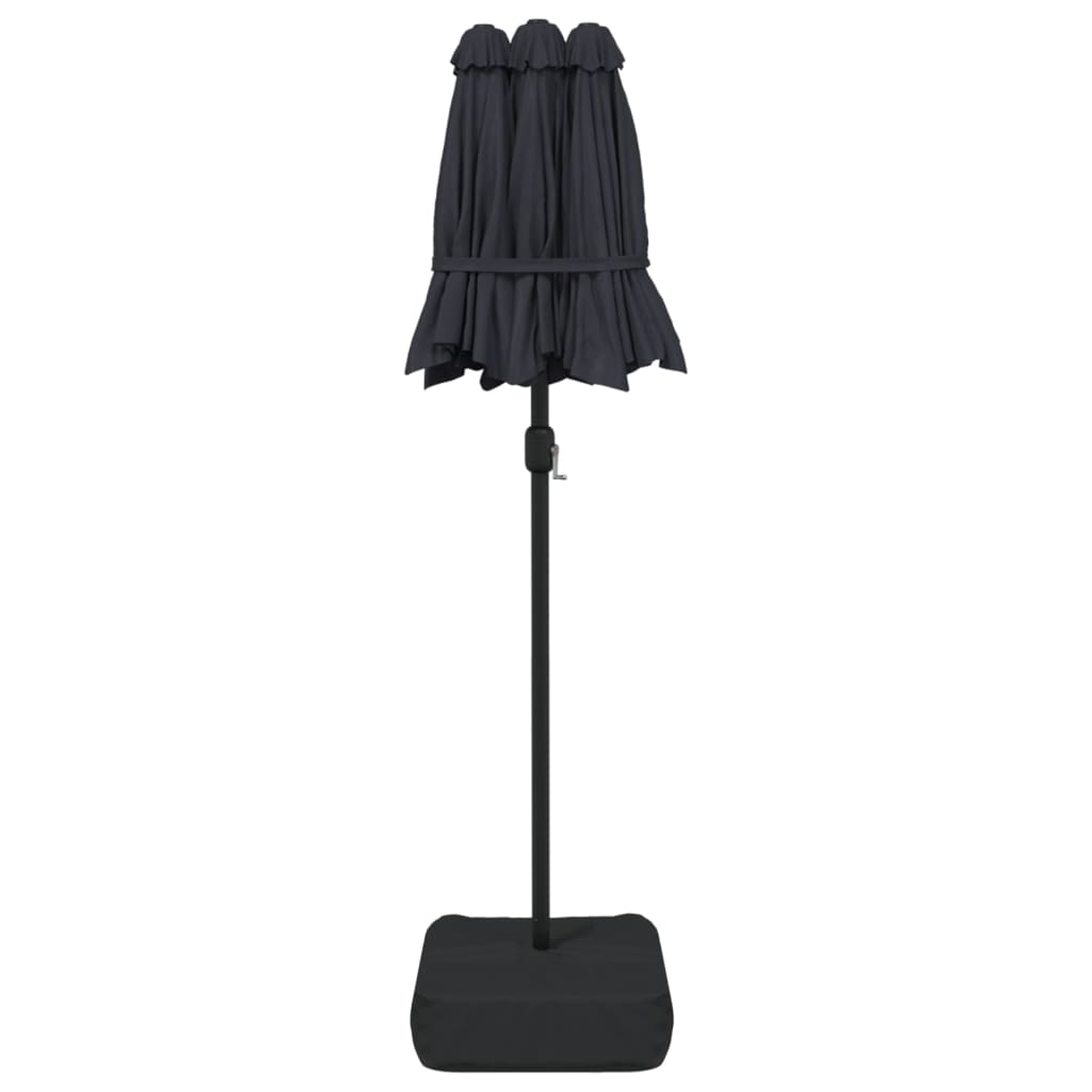 Parasol dubbel dak met LED's 316x240 cm zwart