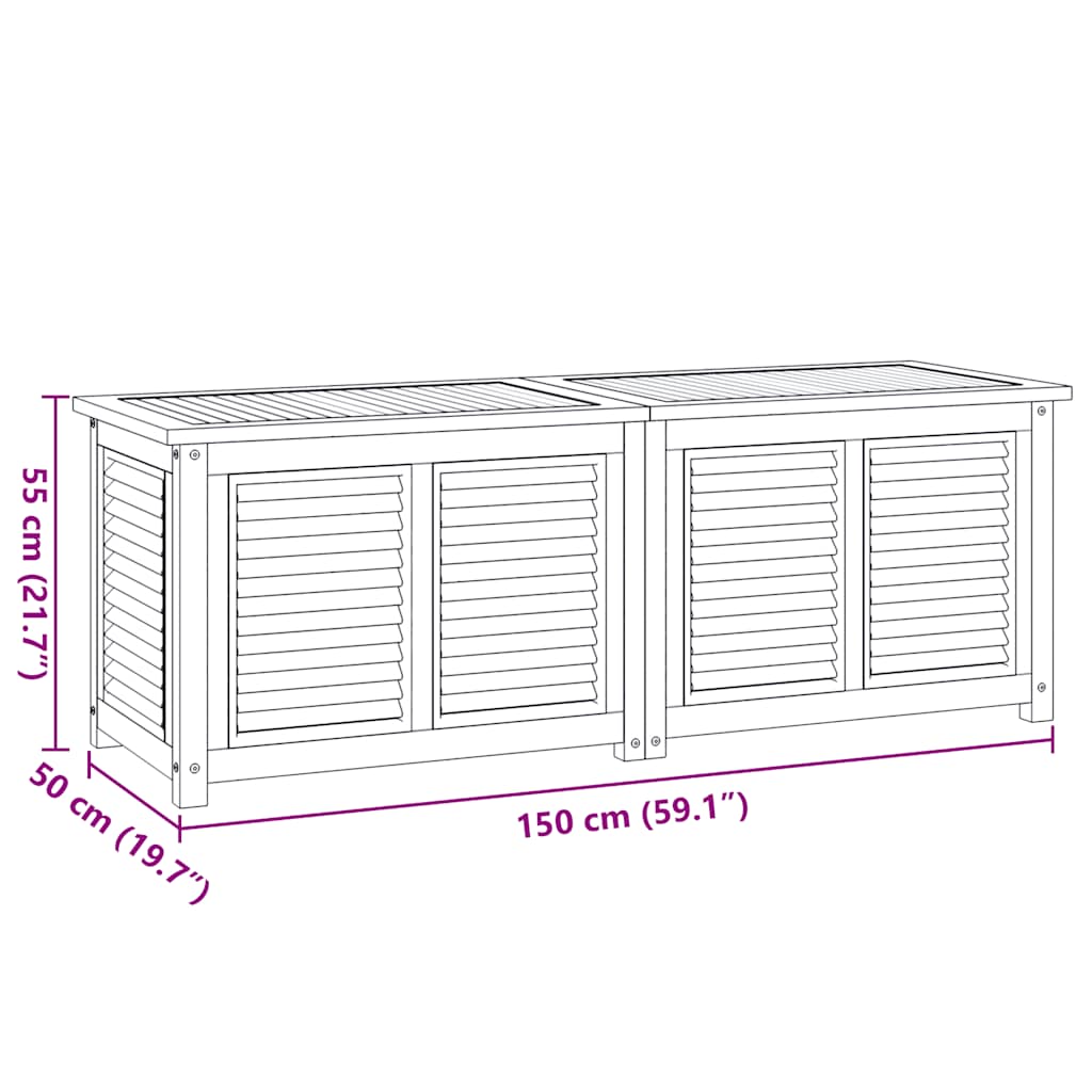 Tuinbox met zak 150x50x53 cm massief teakhout