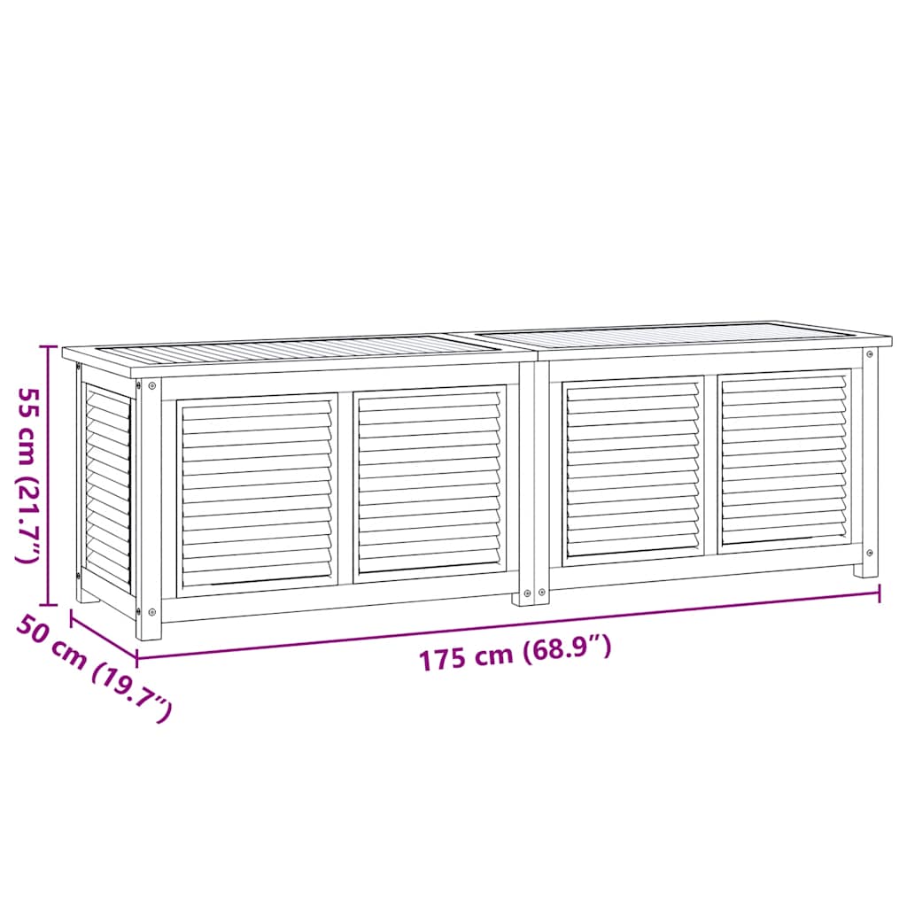 Tuinbox met zak 175x50x53 cm massief teakhout