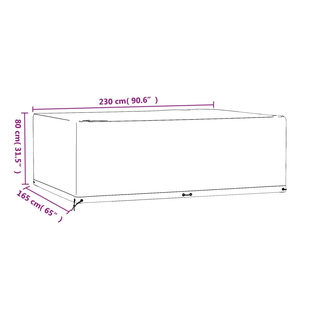 Tuinmeubelhoes met 12 oogjes rechthoekig 230x165x80 cm