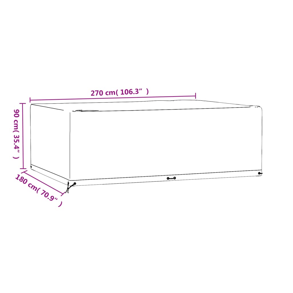 Tuinmeubelhoes met 12 oogjes rechthoekig 270x180x90 cm