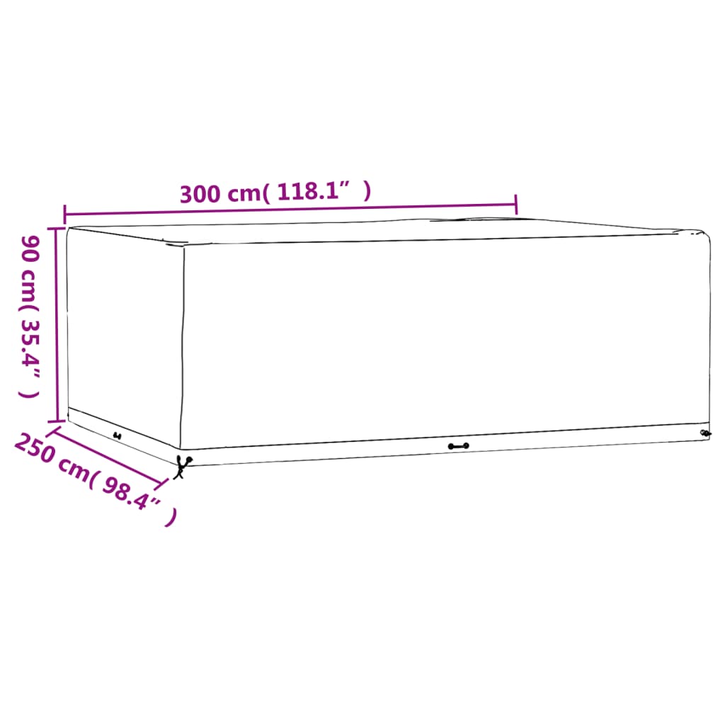 Tuinmeubelhoes met 16 oogjes rechthoekig 300x250x90 cm