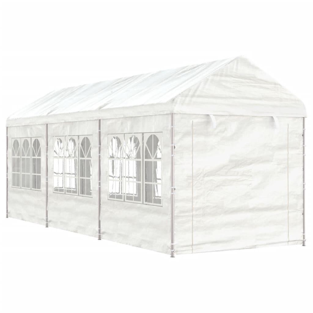 Prieel Met Dak 6,69X2,28X2,69 M Polyetheen Wit 6.69 x 2.28 x 2.69 m