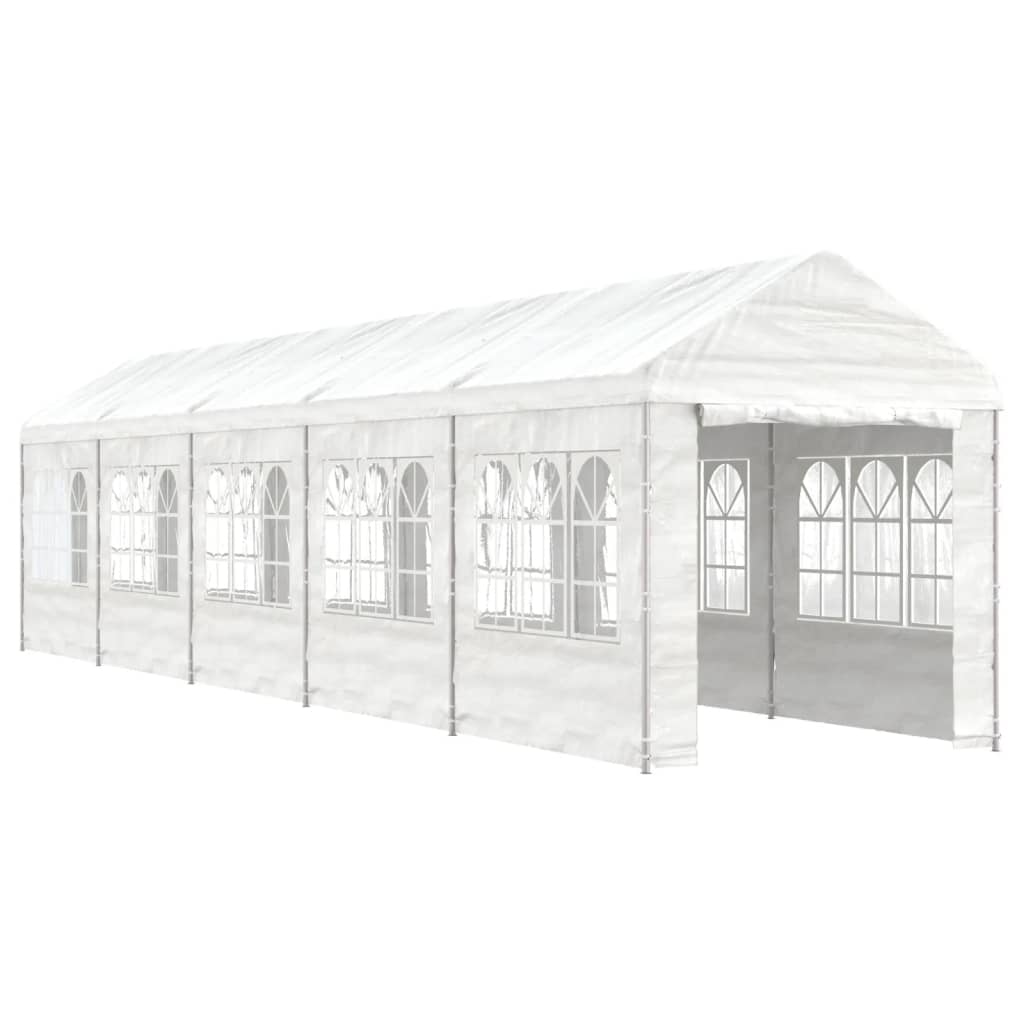 Prieel Met Dak 11,15X2,28X2,69 M Polyetheen Wit 11.15 x 2.28 x 2.69 m