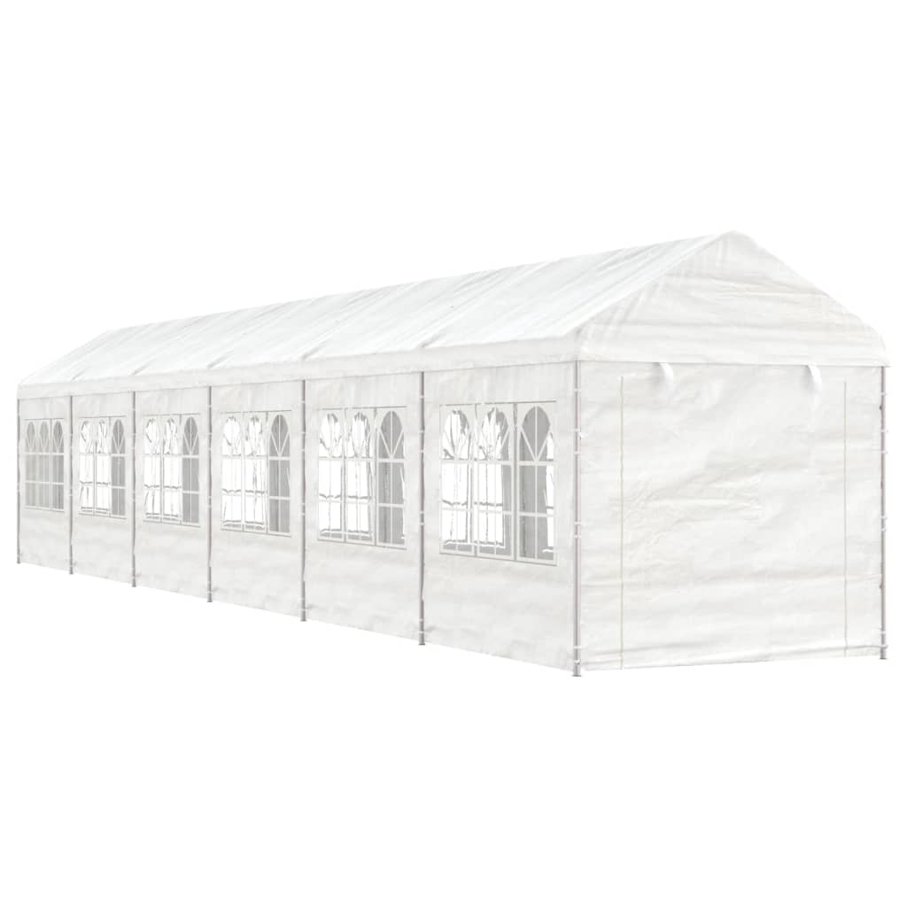 Prieel Met Dak 13,38X2,28X2,69 M Polyetheen Wit 13.38 x 2.28 x 2.69 m