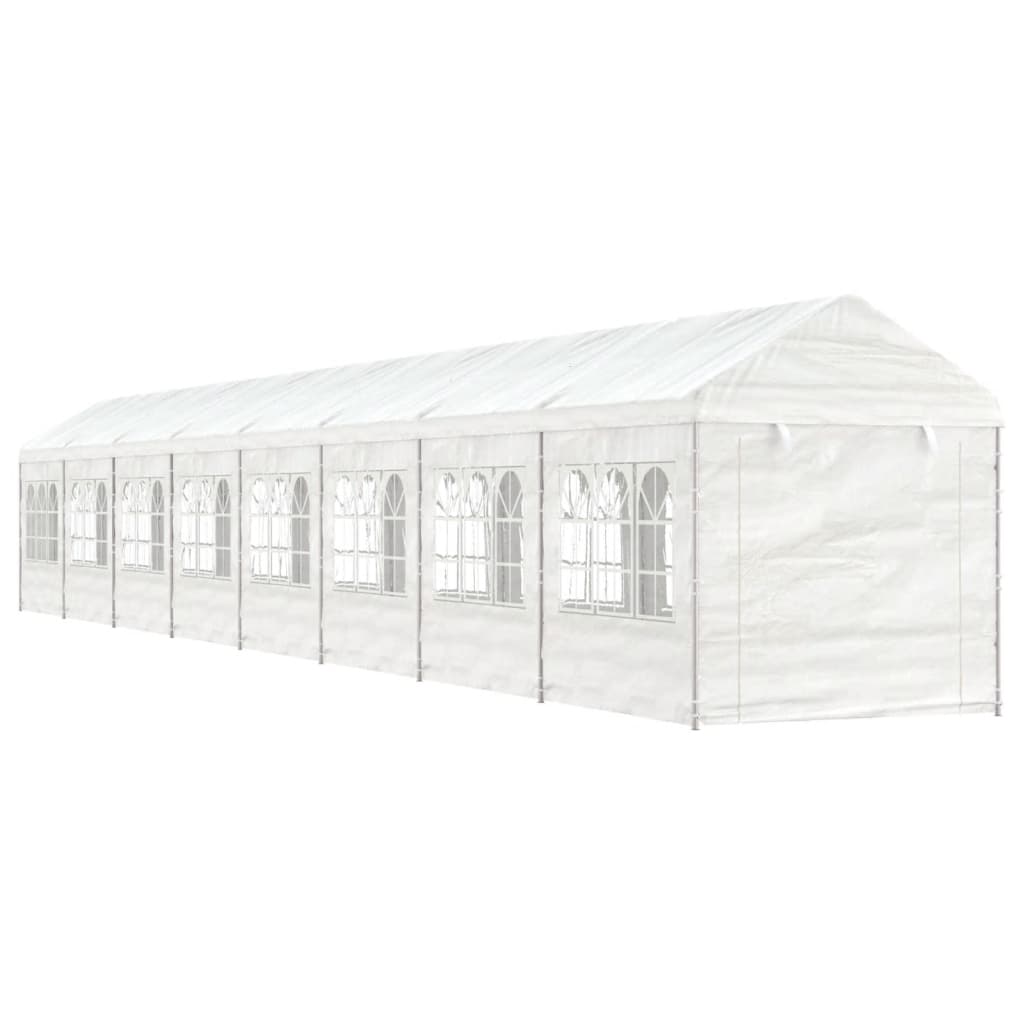 Prieel Met Dak 17,84X2,28X2,69 M Polyetheen Wit 17.84 x 2.28 x 2.69 m