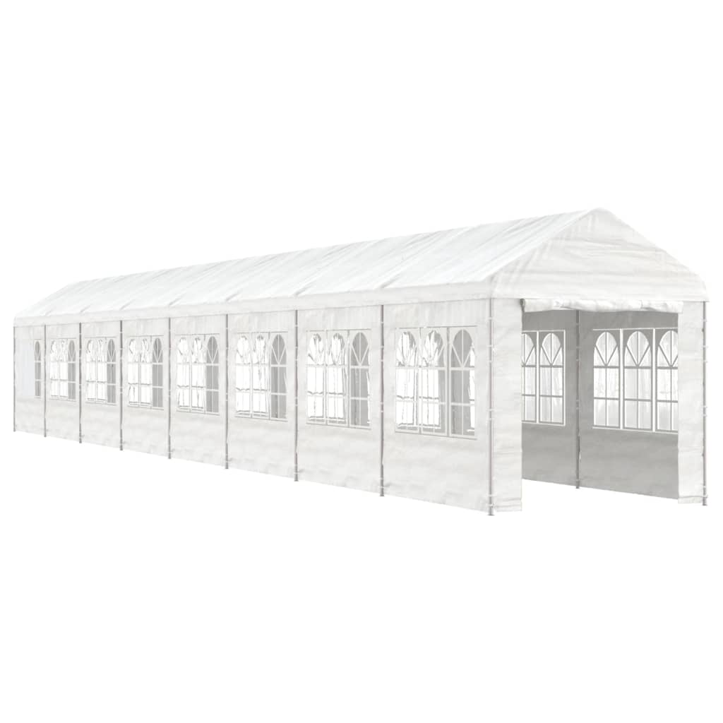 Prieel Met Dak 17,84X2,28X2,69 M Polyetheen Wit 17.84 x 2.28 x 2.69 m