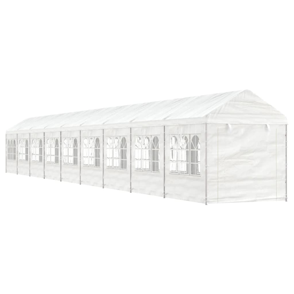 Prieel Met Dak 20,07X2,28X2,69 M Polyetheen Wit 20.07 x 2.28 x 2.69 m