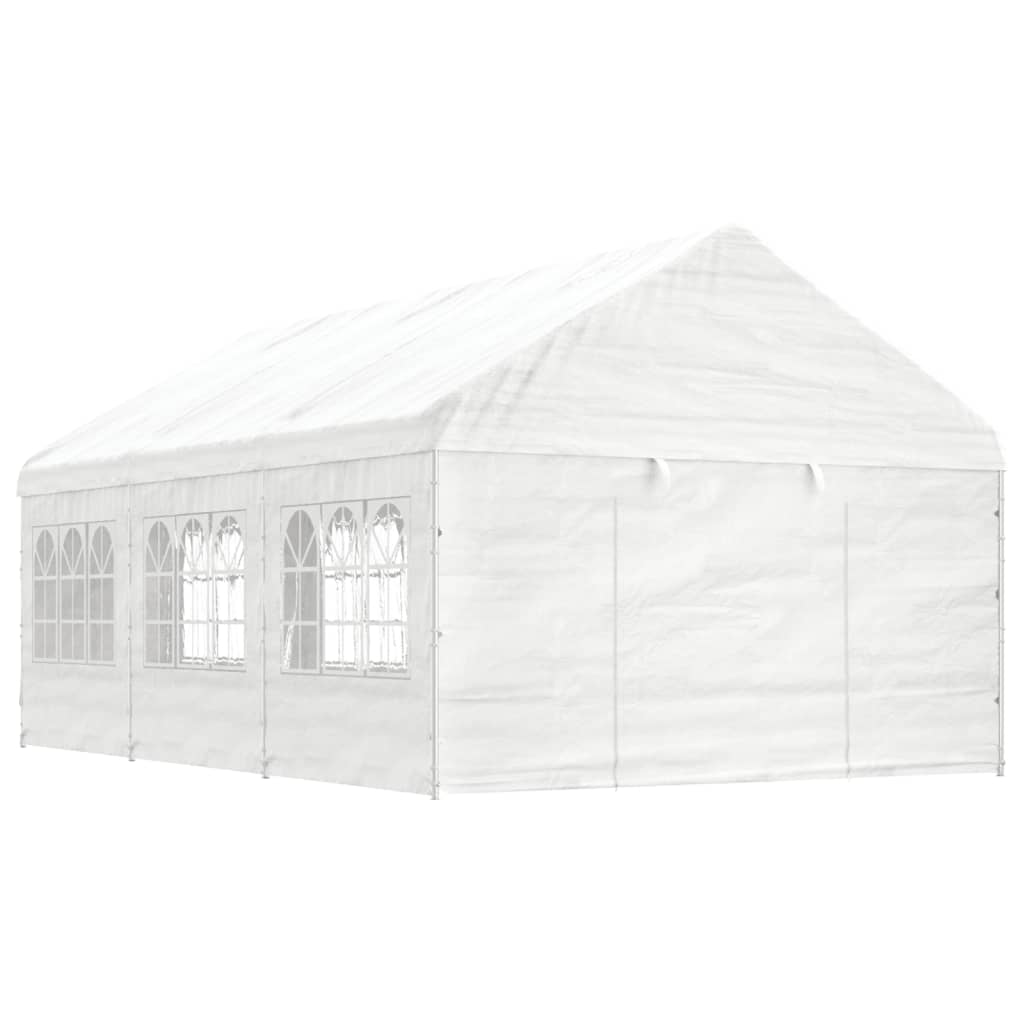 Prieel Met Dak 6,69X4,08X3,22 M Polyetheen Wit 6.69 x 4.08 x 3.22 m