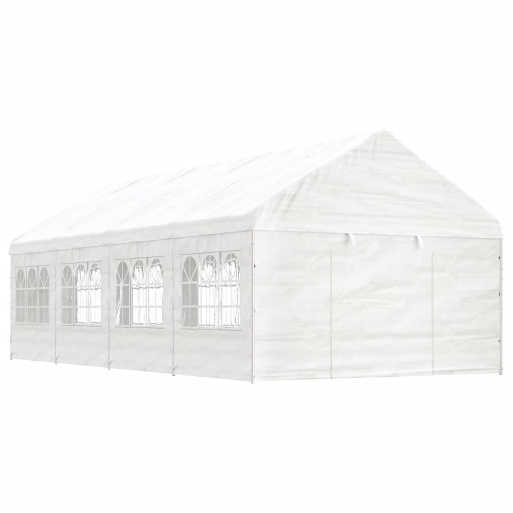 Prieel Met Dak 8,92X4,08X3,22 M Polyetheen Wit 8.92 x 4.08 x 3.22 m