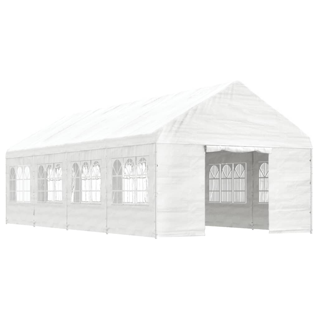 Prieel Met Dak 8,92X4,08X3,22 M Polyetheen Wit 8.92 x 4.08 x 3.22 m