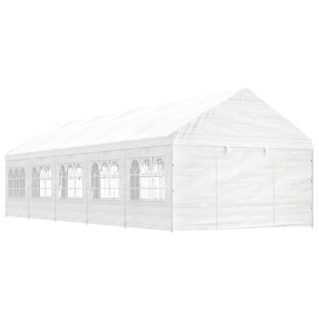 Prieel Met Dak 11,15X4,08X3,22 M Polyetheen Wit 11.15 x 4.08 x 3.22 m