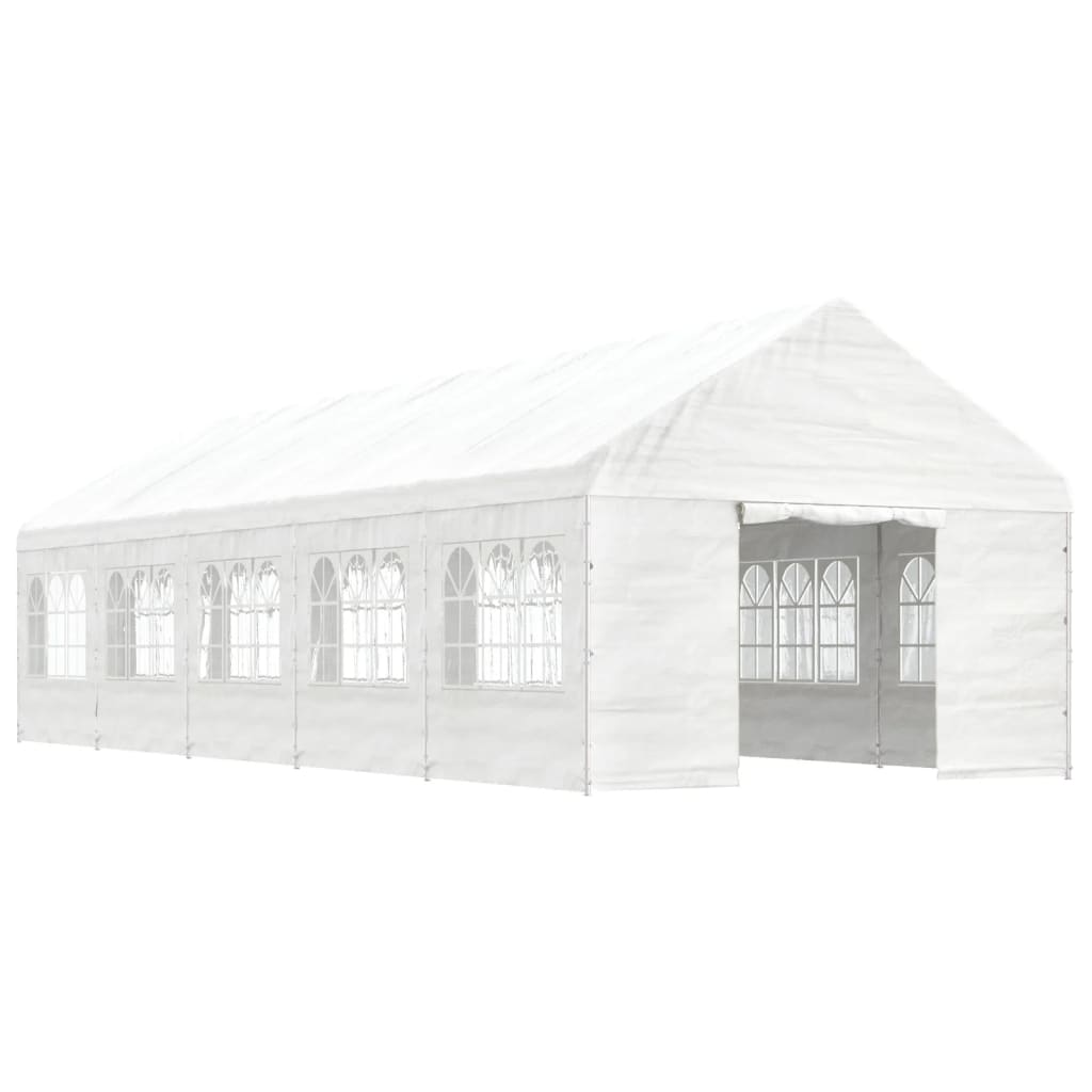 Prieel Met Dak 11,15X4,08X3,22 M Polyetheen Wit 11.15 x 4.08 x 3.22 m