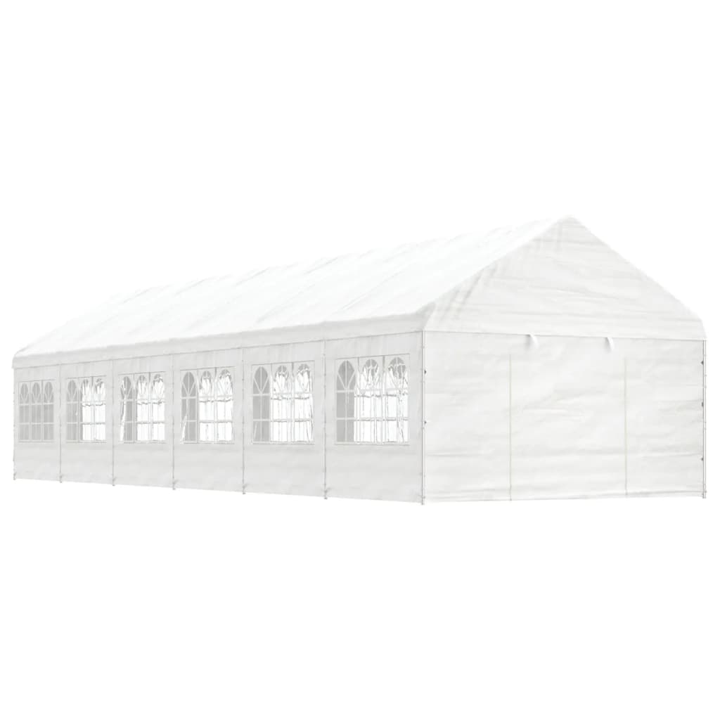 Prieel Met Dak 13,38X4,08X3,22 M Polyetheen Wit 13.38 x 4.08 x 3.22 m