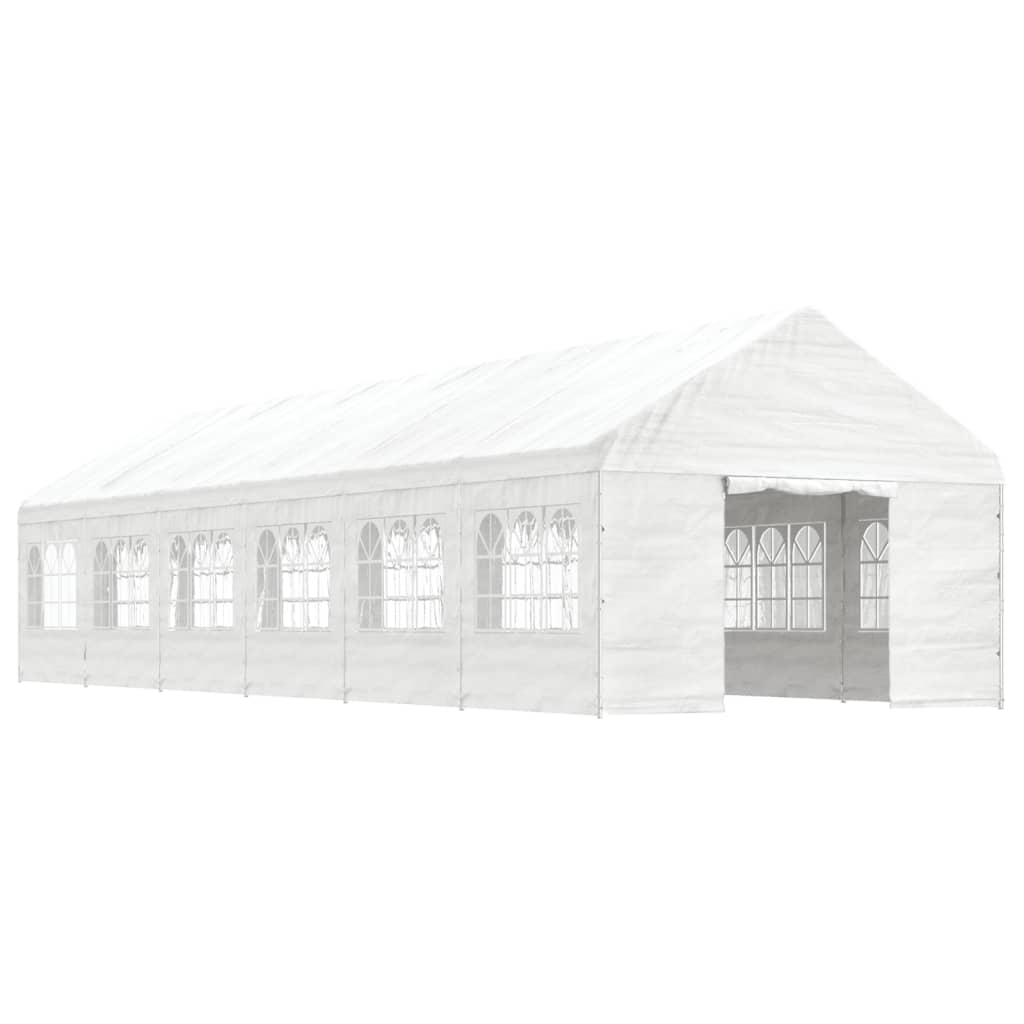 Prieel Met Dak 13,38X4,08X3,22 M Polyetheen Wit 13.38 x 4.08 x 3.22 m