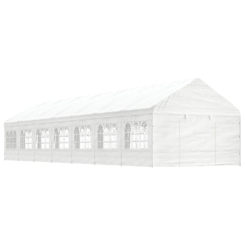 Prieel Met Dak 15,61X4,08X3,22 M Polyetheen Wit 15.61 x 4.08 x 3.22 m