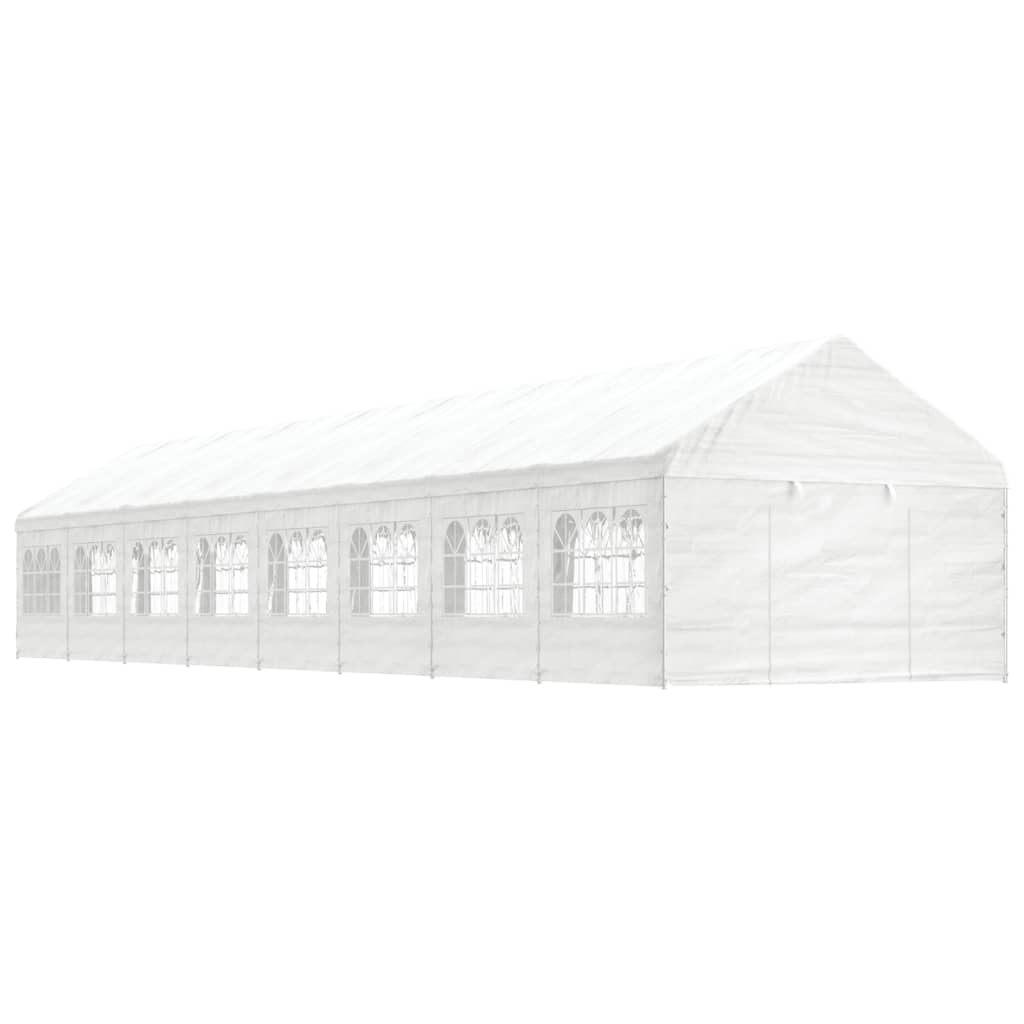 Prieel Met Dak 17,84X4,08X3,22 M Polyetheen Wit 17.84 x 4.08 x 3.22 m