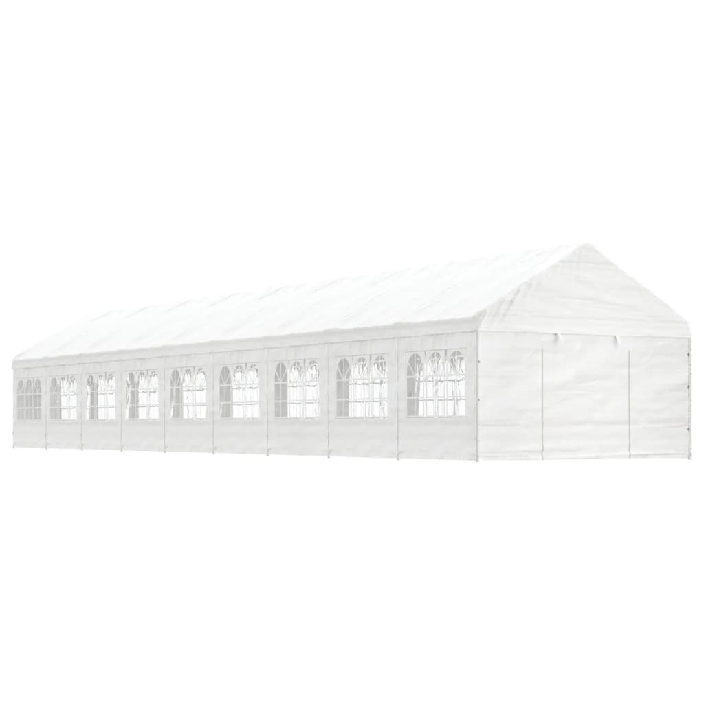 Prieel Met Dak 20,07X4,08X3,22 M Polyetheen Wit 20.07 x 4.08 x 3.22 m