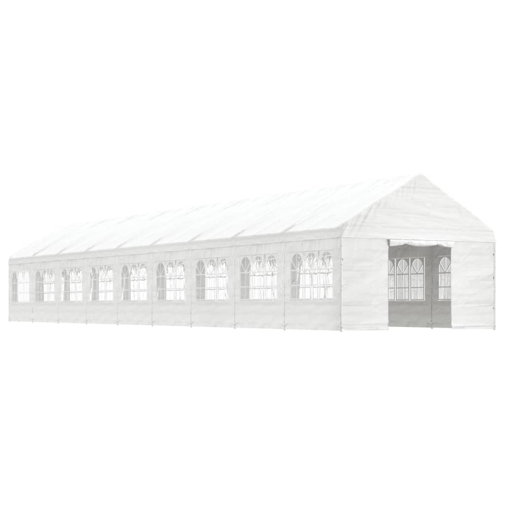 Prieel Met Dak 20,07X4,08X3,22 M Polyetheen Wit 20.07 x 4.08 x 3.22 m