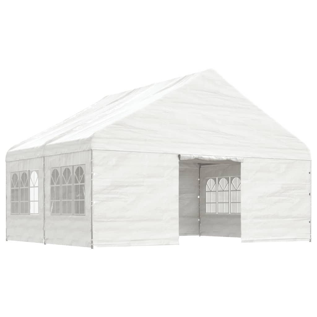 Prieel Met Dak 4,46X5,88X3,75 M Polyetheen Wit 4.46 x 5.88 x 3.75 m