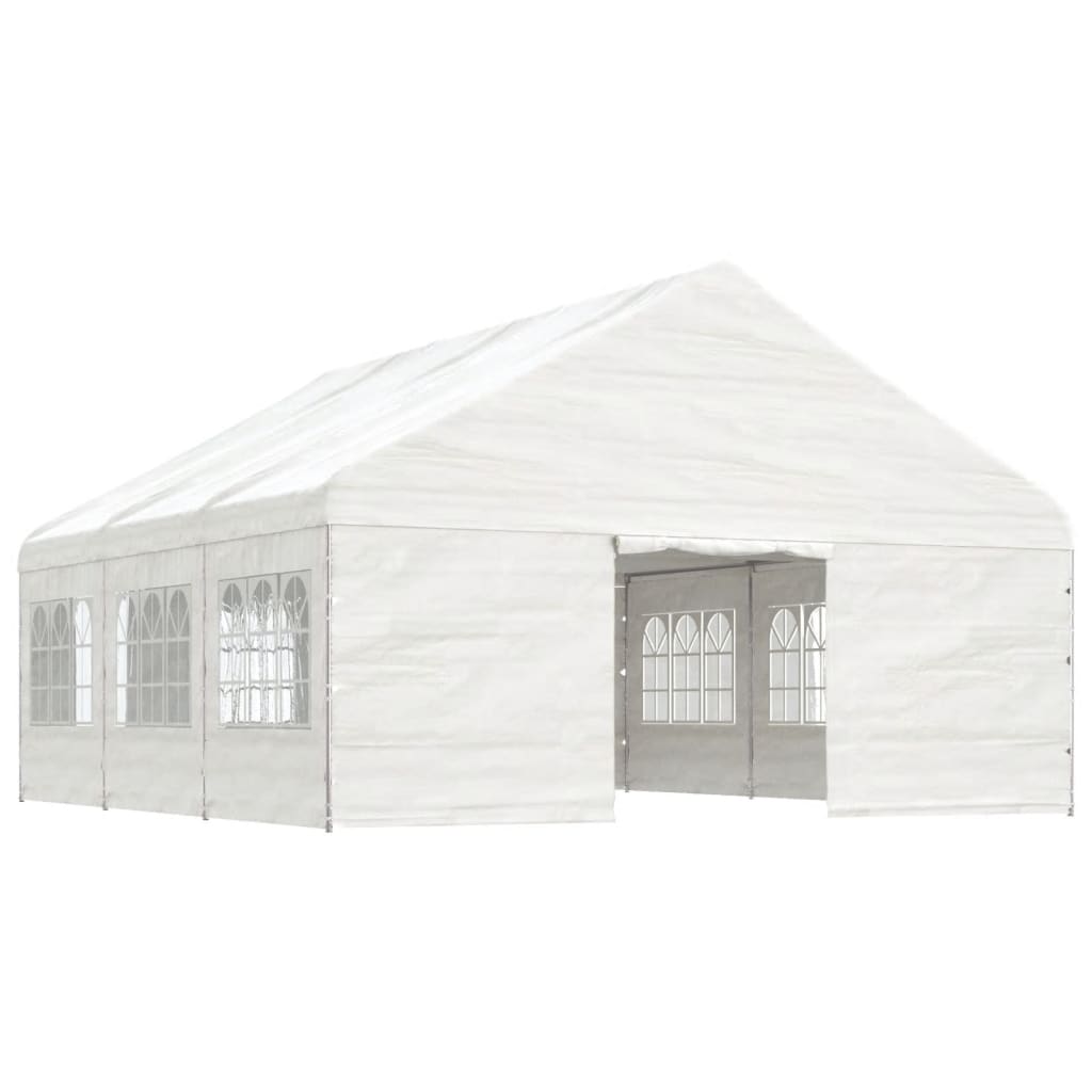 Prieel Met Dak 6,69X5,88X3,75 M Polyetheen Wit 6.69 x 5.88 x 3.75 m