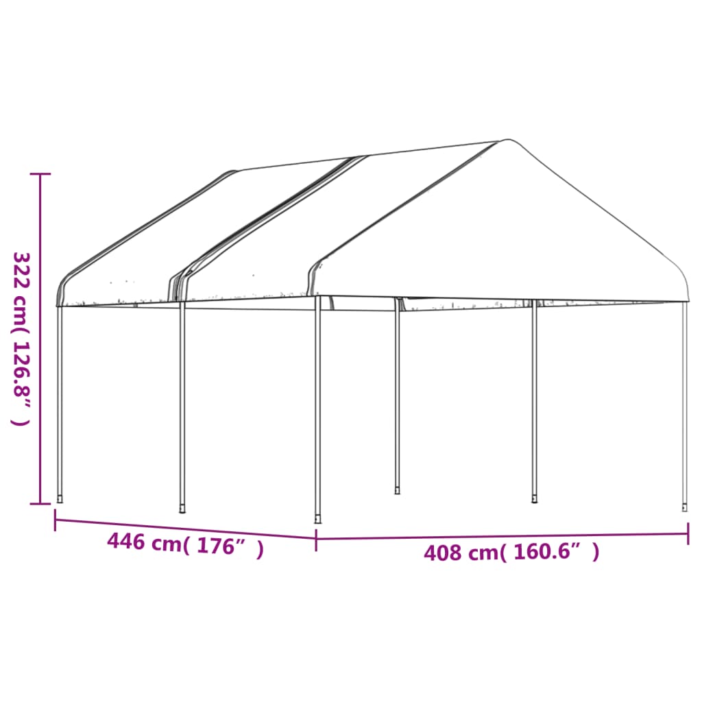 Prieel Met Dak 4,46X4,08X3,22 M Polyetheen Wit 4.46 x 4.08 x 3.22 m