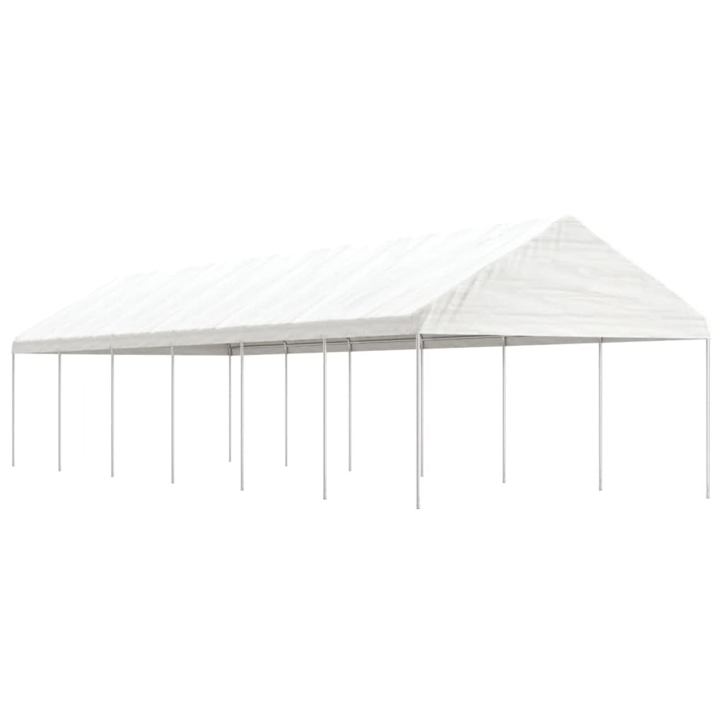 Prieel Met Dak 13,38X4,08X3,22 M Polyetheen Wit 13.38 x 4.08 x 3.22 m