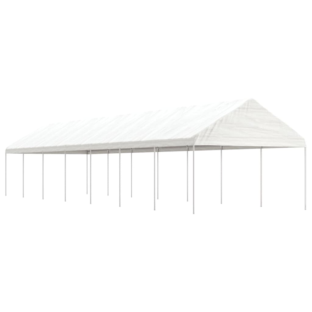 Prieel Met Dak 15,61X4,08X3,22 M Polyetheen Wit 15.61 x 4.08 x 3.22 m