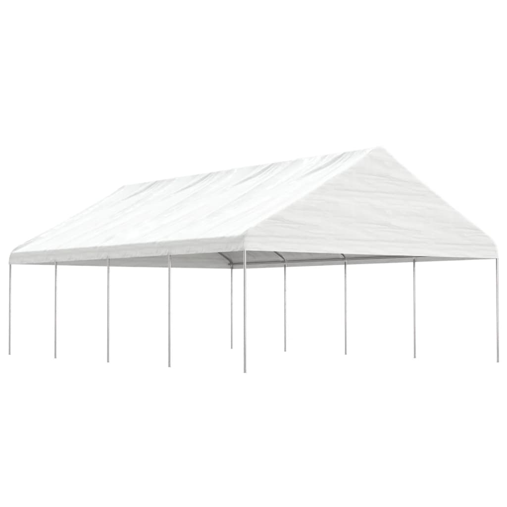 Prieel Met Dak 8,92X5,88X3,75 M Polyetheen Wit 8.92 x 5.88 x 3.75 m