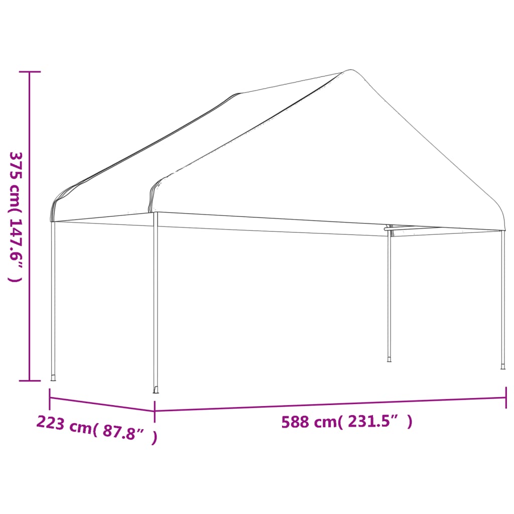 Prieel Met Dak 8,92X5,88X3,75 M Polyetheen Wit 8.92 x 5.88 x 3.75 m