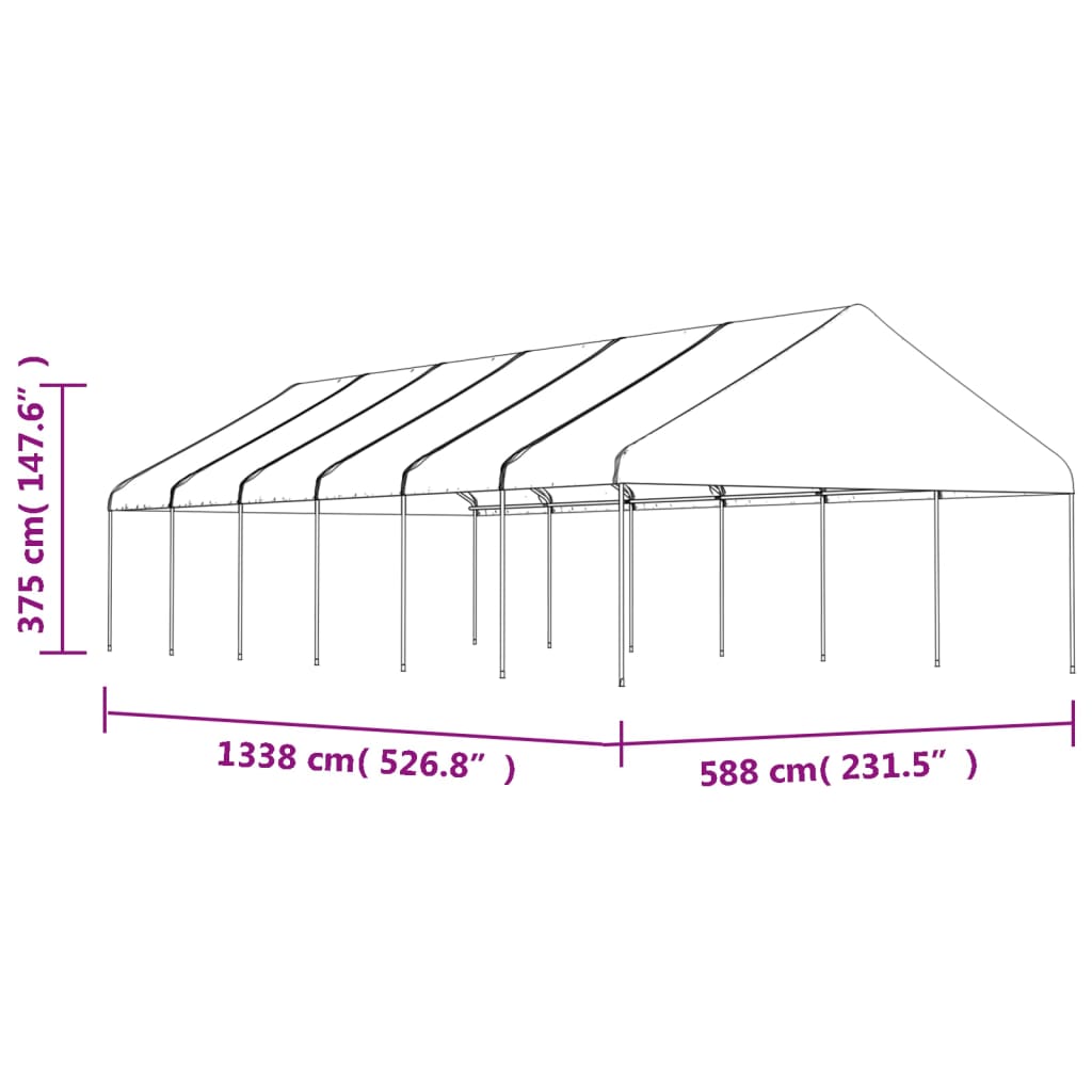 Prieel Met Dak 13,38X5,88X3,75 M Polyetheen Wit 13.38 x 5.88 x 3.75 m