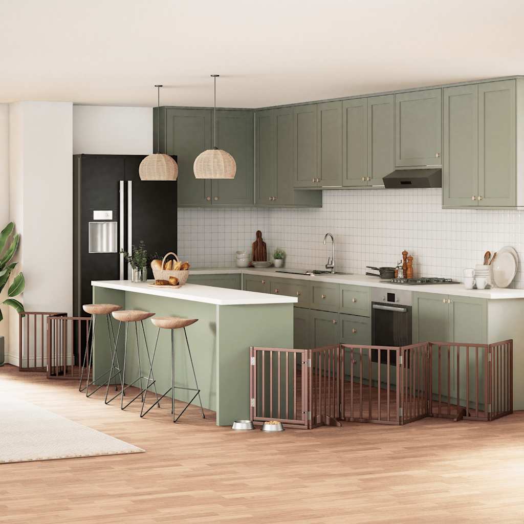 Hondenhek inklapbaar 9 panelen 450 cm populierenhout bruin