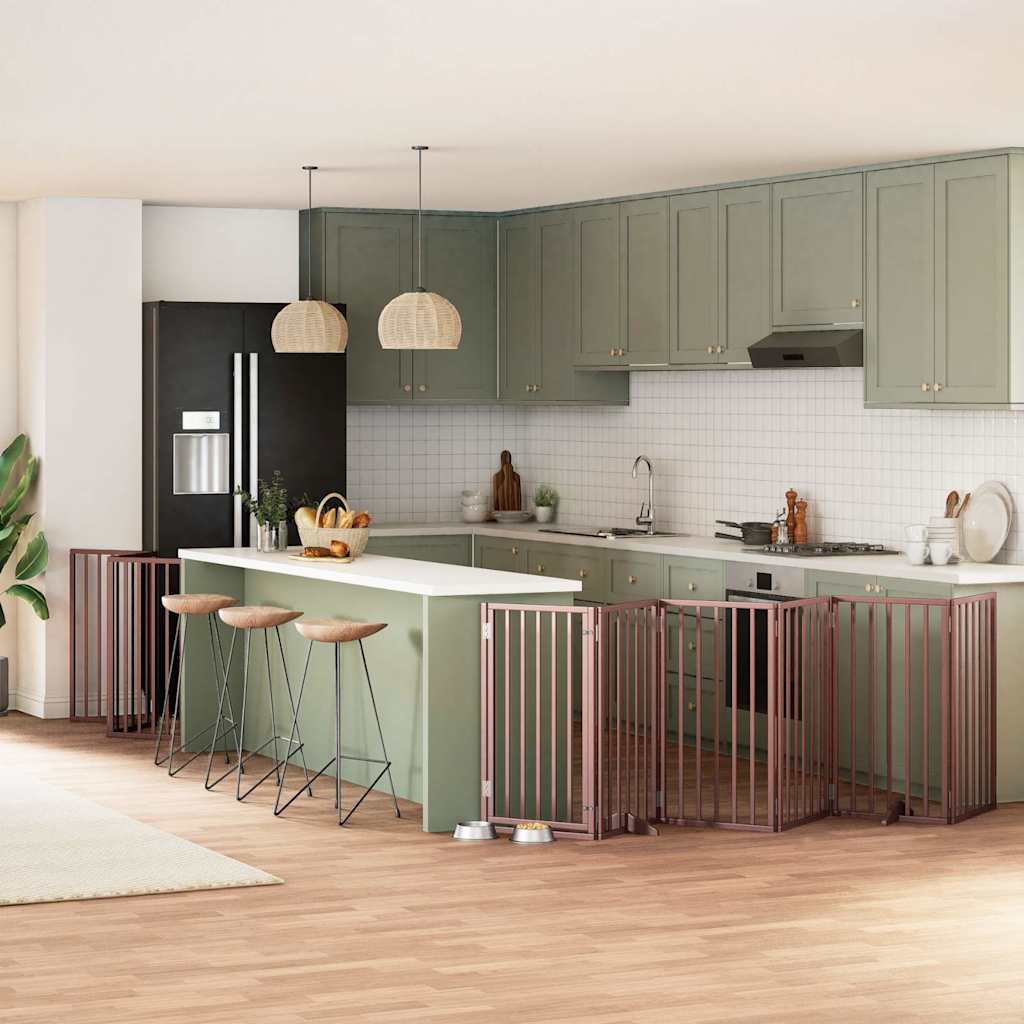 Hondenhek inklapbaar 9 panelen 450 cm populierenhout bruin