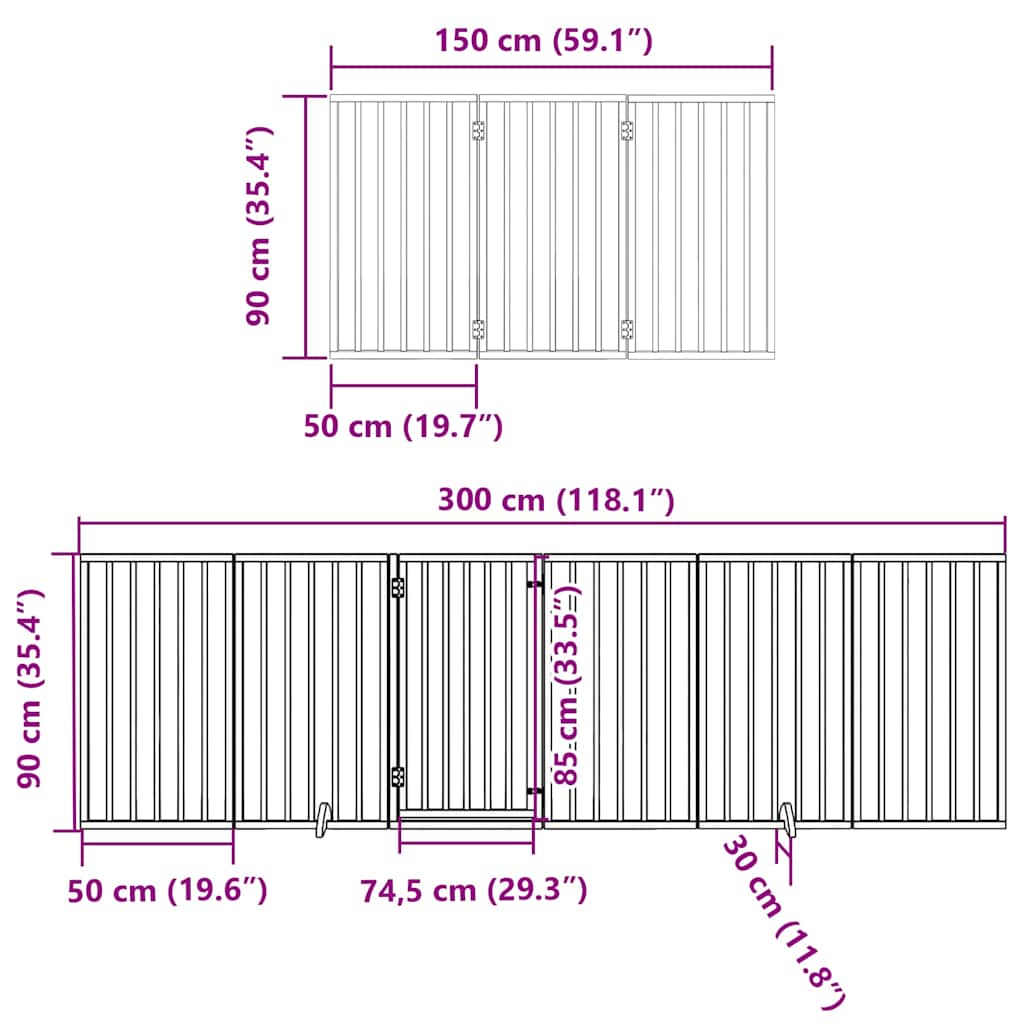 Hondenhek inklapbaar 15 panelen 750 cm populierenhout bruin