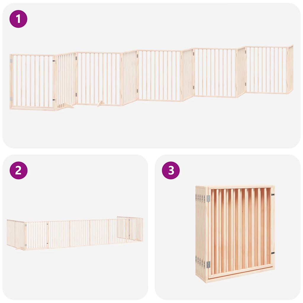 Hondenhek inklapbaar met deur 10 panelen 800 cm populierenhout