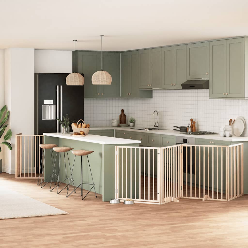 Hondenhek inklapbaar met deur 10 panelen 800 cm populierenhout