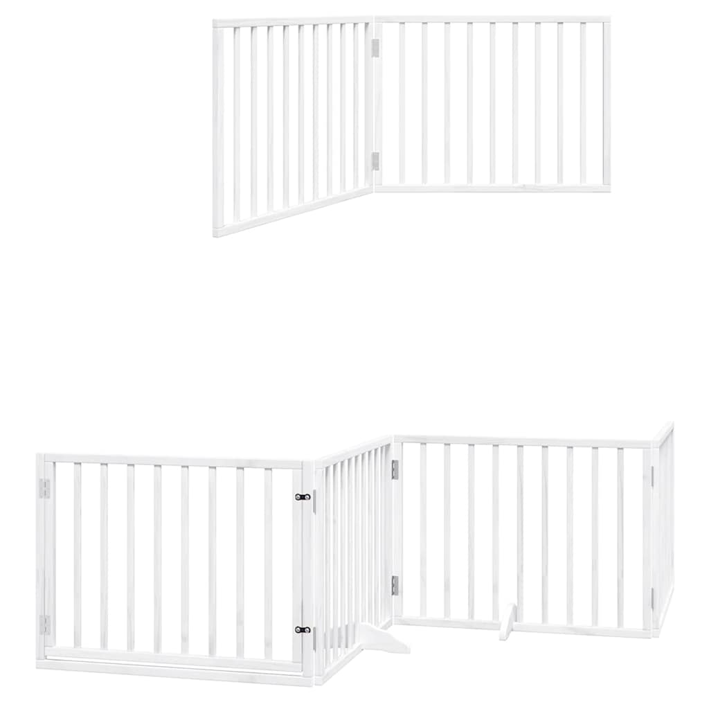 Hondenhek inklapbaar met deur 6 panelen 480 cm populierhout wit