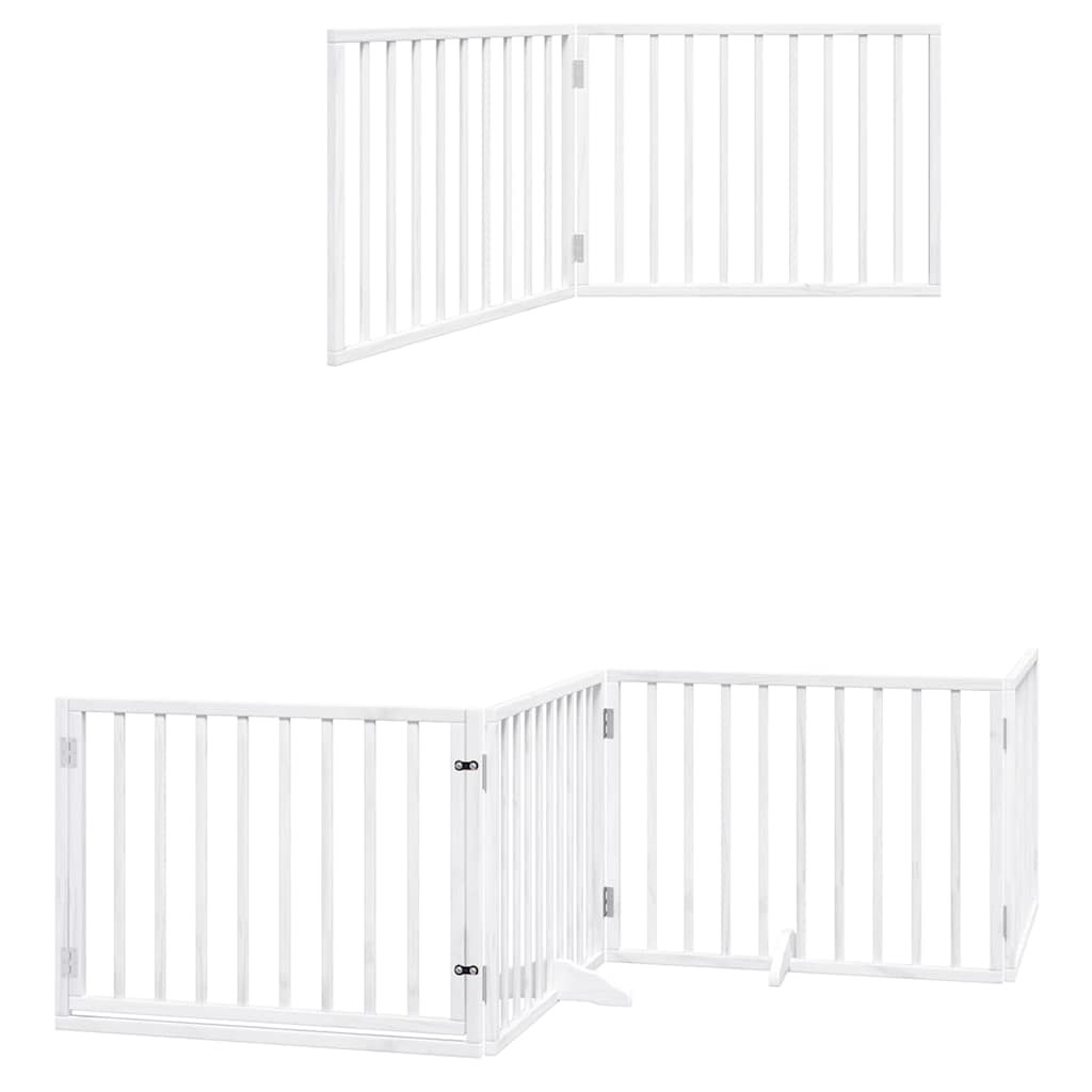 Hondenhek inklapbaar met deur 10 panelen 800cm populierhout wit