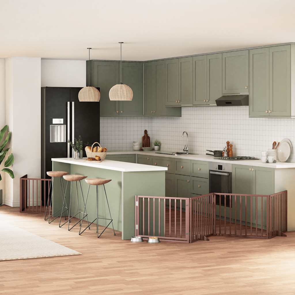 Hondenhek inklapbaar 6 panelen 480 cm populierenhout bruin