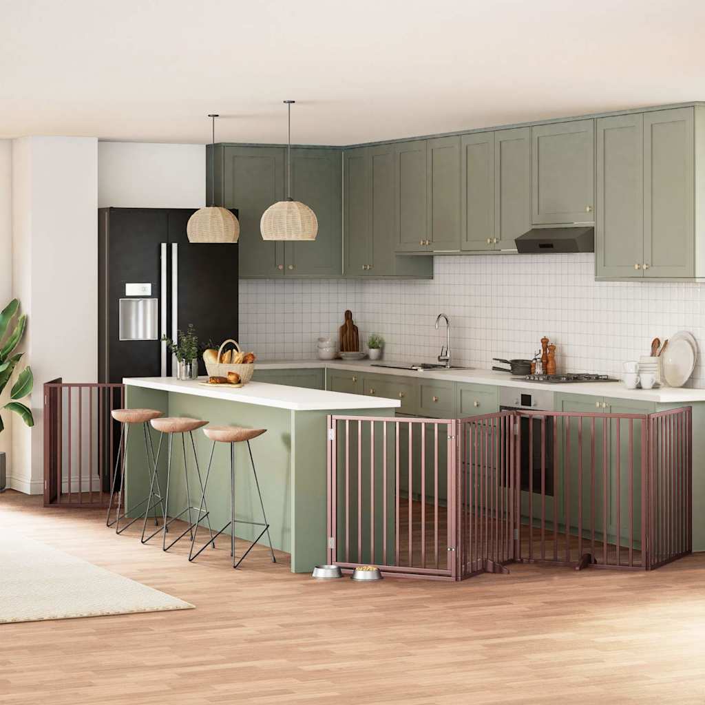 Hondenhek inklapbaar 8 panelen 640 cm populierenhout bruin