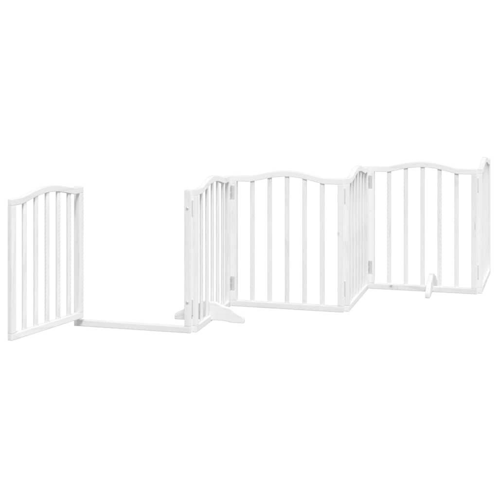 Hondenhek inklapbaar met deur 9 panelen 450 cm populierhout wit