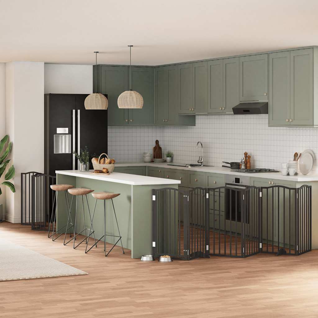 Hondenhek inklapbaar 9 panelen 450 cm populierenhout zwart