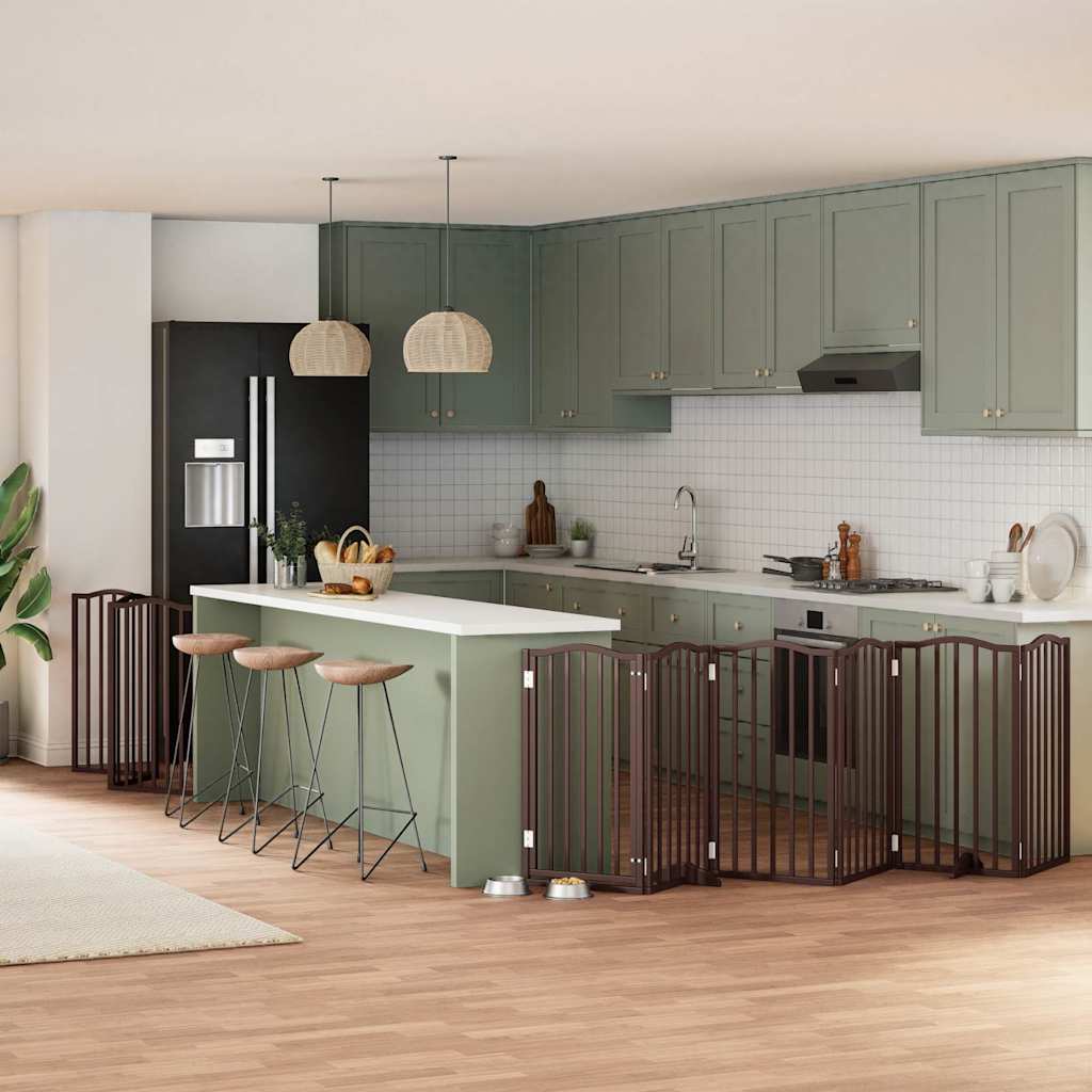 Hondenhek inklapbaar 9 panelen 450 cm populierenhout bruin