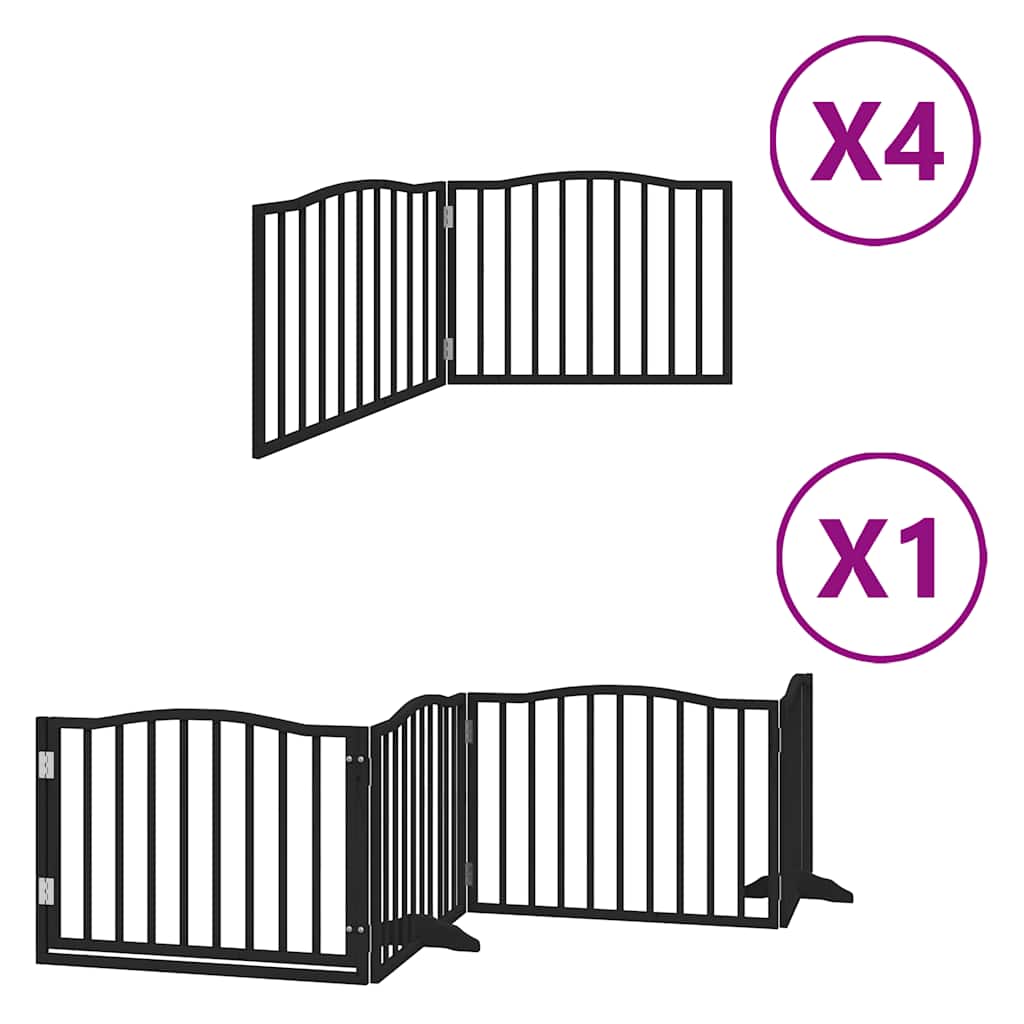 Hondenhek inklapbaar 12 panelen 960 cm populierenhout zwart
